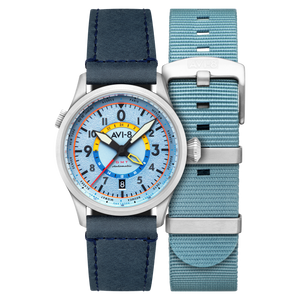 Wingman Worldtimer GMT Automatic Blue / Blue Leather | Blue Dial
