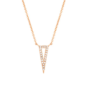 Elegant Confetti Women's 18K Rose Gold Plated CZ Simulated Diamond Triangle Pendant Necklace 18k Rose Gold
