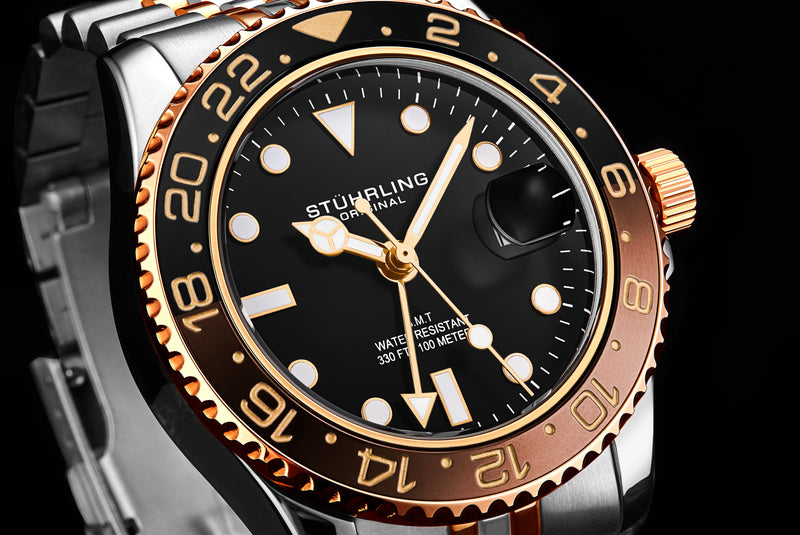 Aquadiver GMT Two Tone / Silver + Rose Gold | Black Dial