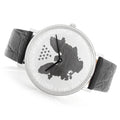 Men's Silvertone & Black 2017 Silver Dollar Coin Watch with Leather Strap  |  Dial