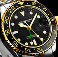Aquadiver GMT Two Tone / Black + Gold Bezel | Black Dial