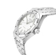 Gotham Swiss Automatic Movement, Silver/White Embossed Dial, 316L Stainless Steel Bracelet | White Dial