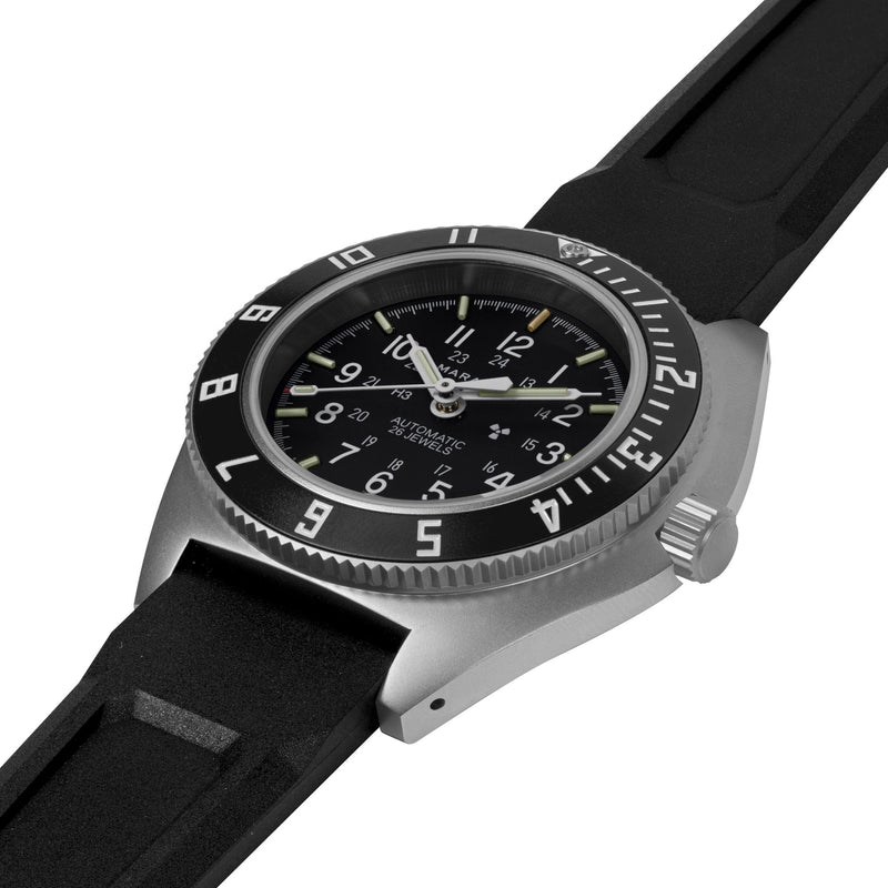 41MM STEEL NAVIGATOR W/ DATE AUTOMATIC (SSNAV-D AUTO) ON BLACK 3-PIECE RUBBER STRAP KIT AUTO SSNAV With Date on 11 Ballistic | Black Dial
