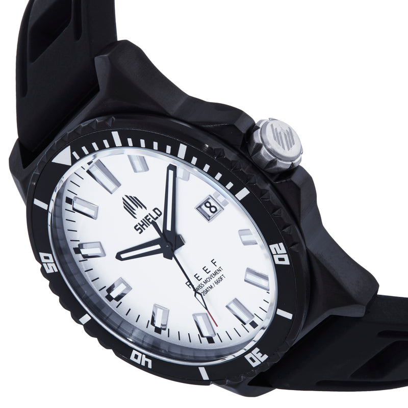 Reef Strap Watch w/Date Black/White | Silver Dial