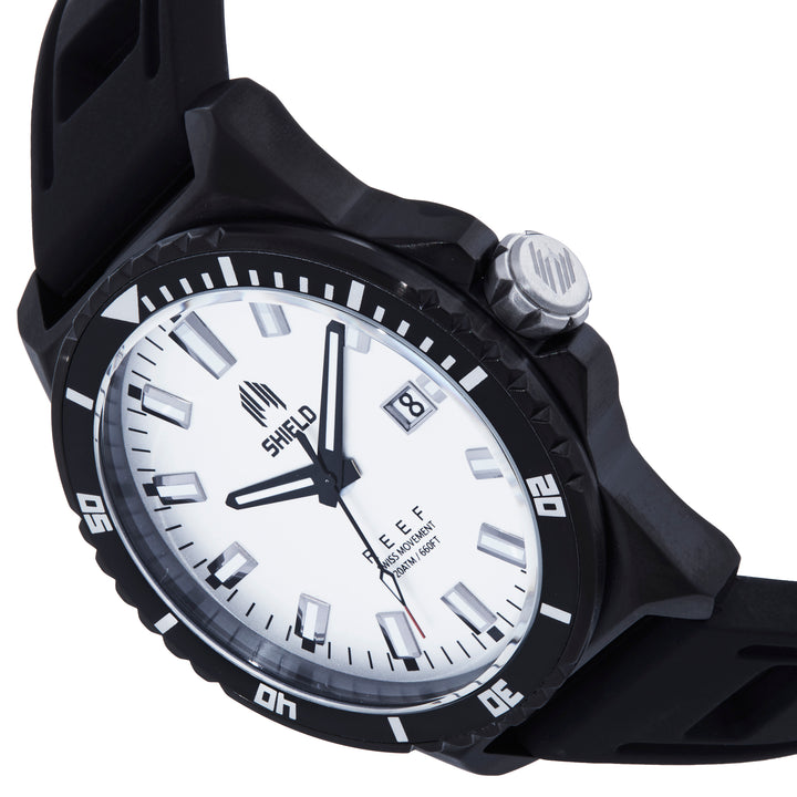 Reef Strap Watch w/Date Black/White | Silver Dial