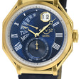 Marchese Swiss Made multifunction IP Gold/Blue,Black with Blue stitching band | Blue Dial