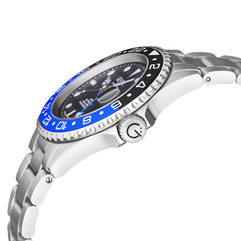 Wall Street GMT Swiss Made SW330 GMT Swiss Automatic Diver's watch black/blue | Black Dial