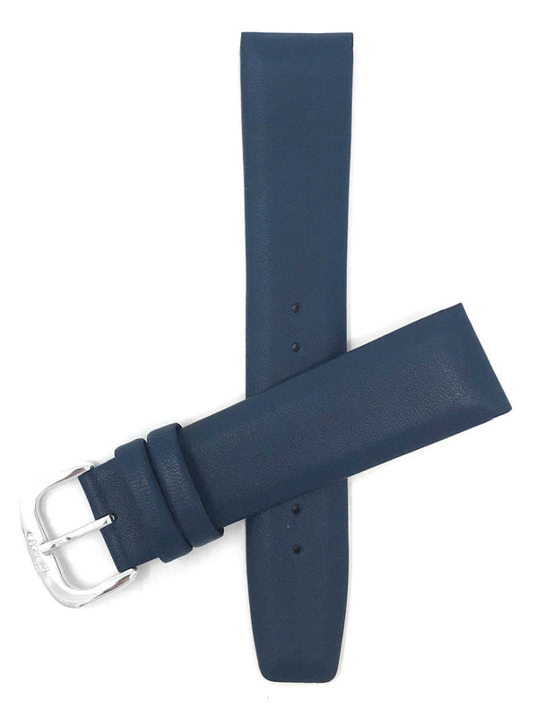 415 | 18mm Blue Leather Watch Band - Classic - Padded 18mm / Blue / Silver Buckle |  Dial