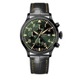 Vaughn Swiss automatic ETA 7750 pilot chronograph olive  black | Green Dial