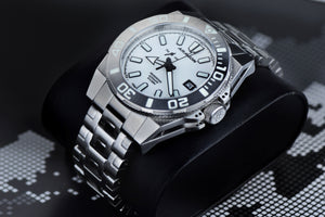 Silverjet AM/PM NH37 Automatic White Lume Glow Blue Dial | White Lume Dial Dial