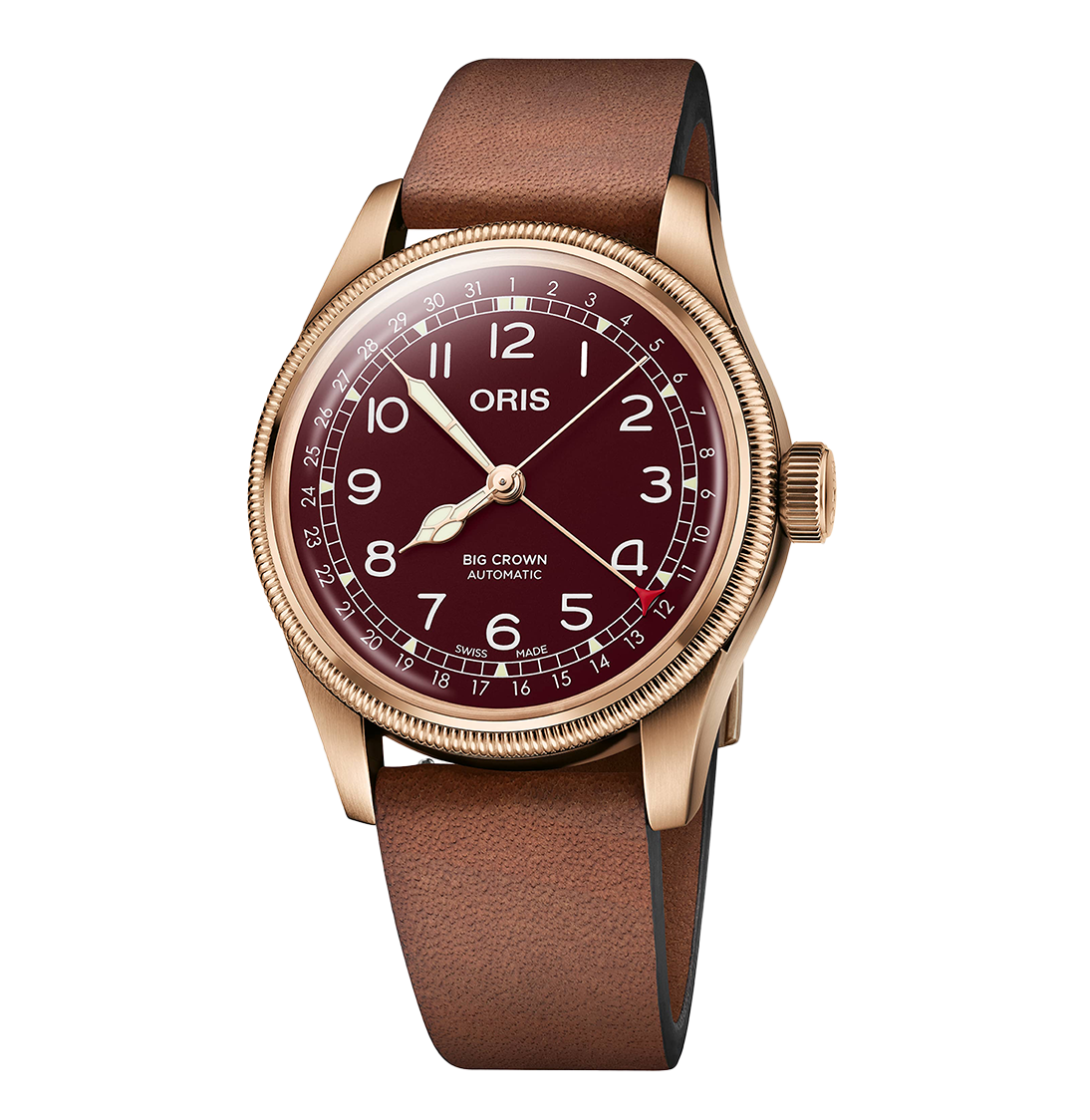 Bronze Pointer Date Red / Leather | Red Dial