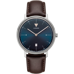 Bauhaus Blue Dial Brown Leather Strap 40mm Blue Dial
