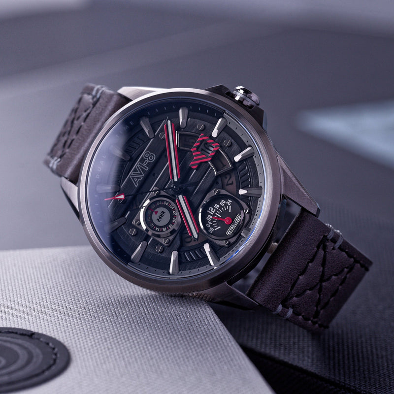 Hawker Harrier Farley Multifunction Quartz Black / Leather | Black Dial