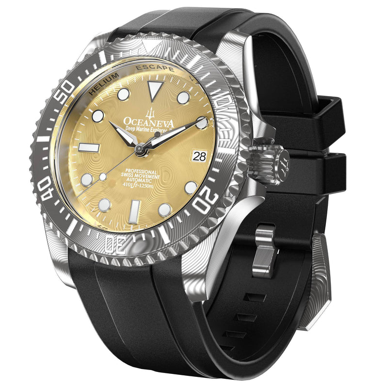 Deep Marine Explorer II Damascus Grey Bezel| Gold Dial