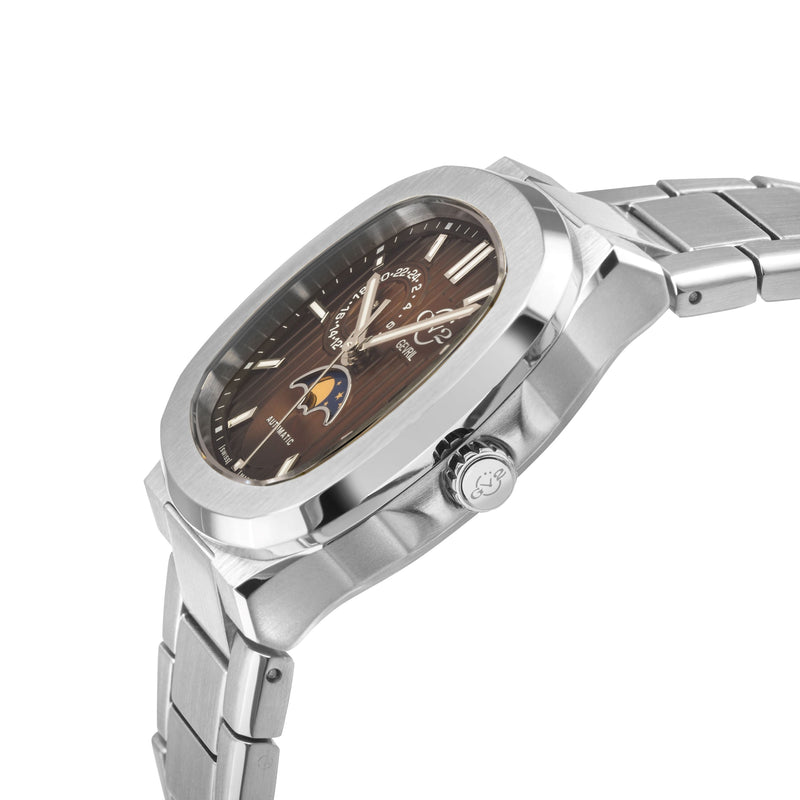 Potente - Moon phase Swiss Automatic, Sellita SW285-1A, Moon Phase, SS Case, Brown Dial, SS Bracelet | Brown Dial