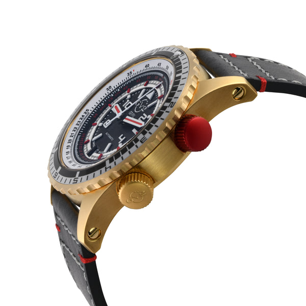 Contasecondi Gold GV2 by Gevril Swiss Automatic Dual Rotating Bezel Watch | Black Dial