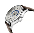 Giromondo GV2 By Gevril Mens Giromondo Stainless Steel Case Silver Dial Swiss Quartz Brown Calfskin Leather GMT Date Watch | Silver Dial