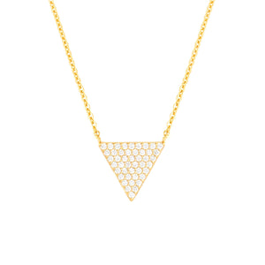 Elegant Confetti Women's 18K Yellow Gold Plated CZ Simulated Diamond Pave Triangle Pendant Necklace 18k Yellow Gold