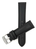 Bandini 22mm Extra long - Black Leather Watch Band - Classic - Padded 22mm Extra long / Black / Silver Buckle |  Dial