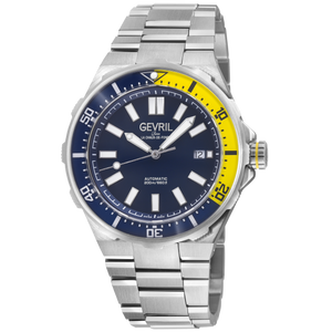 Ticonic Blue Enamel Dial 316L Stainless Steel Bracelet Blue/Yellow Bezel 44mm Blue Dial