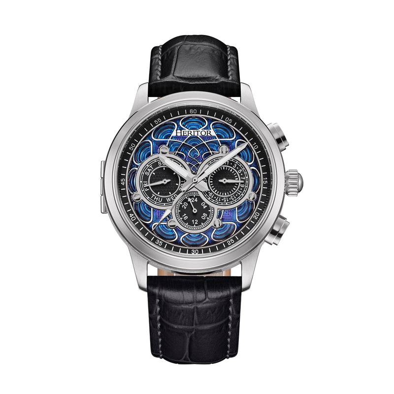 Apostle Custom Enamel Dial Watch Black/Silver | Multi-colored Dial
