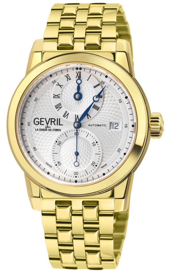 Gramercy Swiss made Automatic Sellita SW266, Gold Case, White Dial, Subdials | White Dial