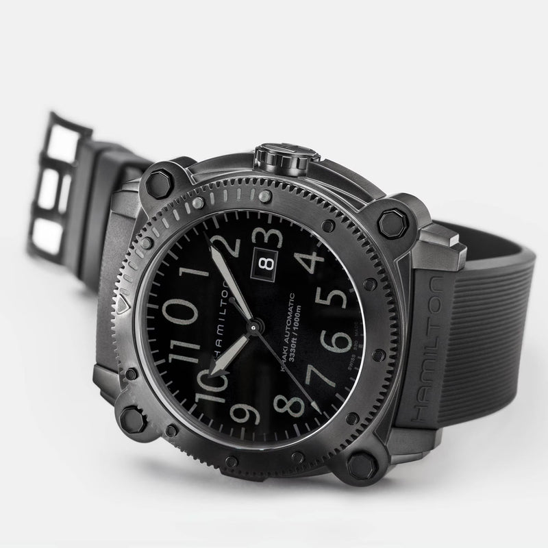 Khaki Navy Black/Rubber | Black Dial
