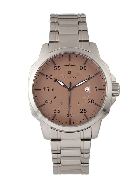Hughes Watch w/ Date Silver/Tan | Tan Dial