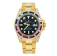 Pre-Owned Rolex GMT-Master II Yellow Gold, blue and red-Black Dial