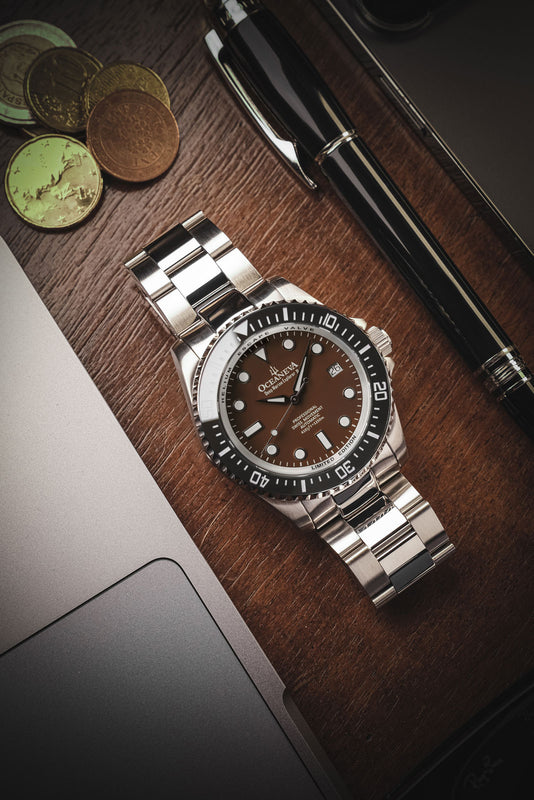 Deep Marine Explorer Swiss Automatic II Silver bezel | Brown Dial