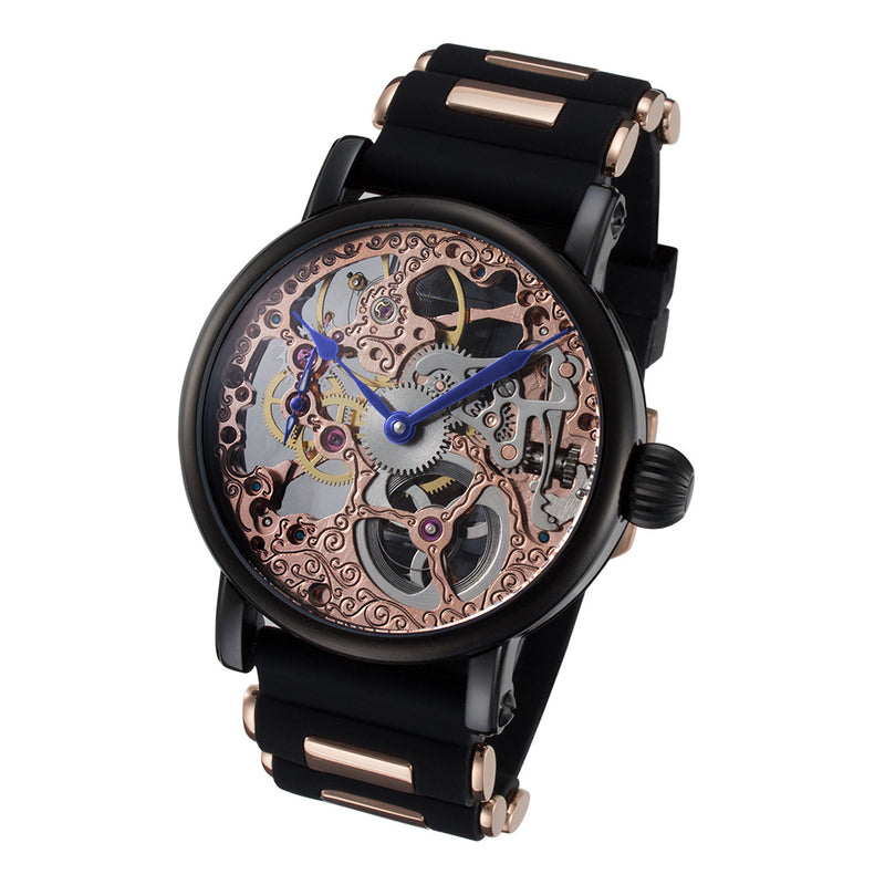 Skeleton Series black steel/rose gold | Gold Dial