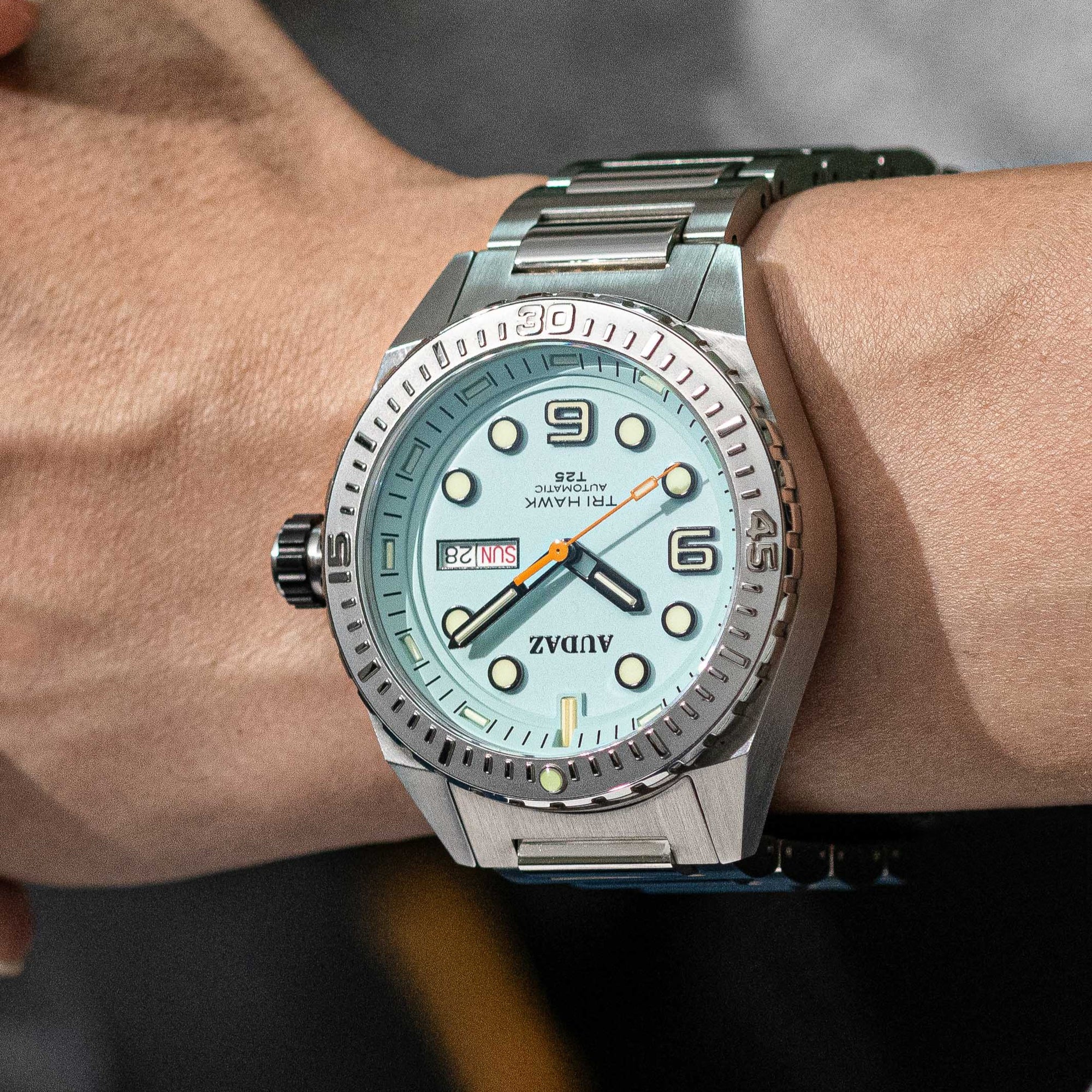 Tri-Hawk Tritium Blue with Luminous Glow Blue Dial
