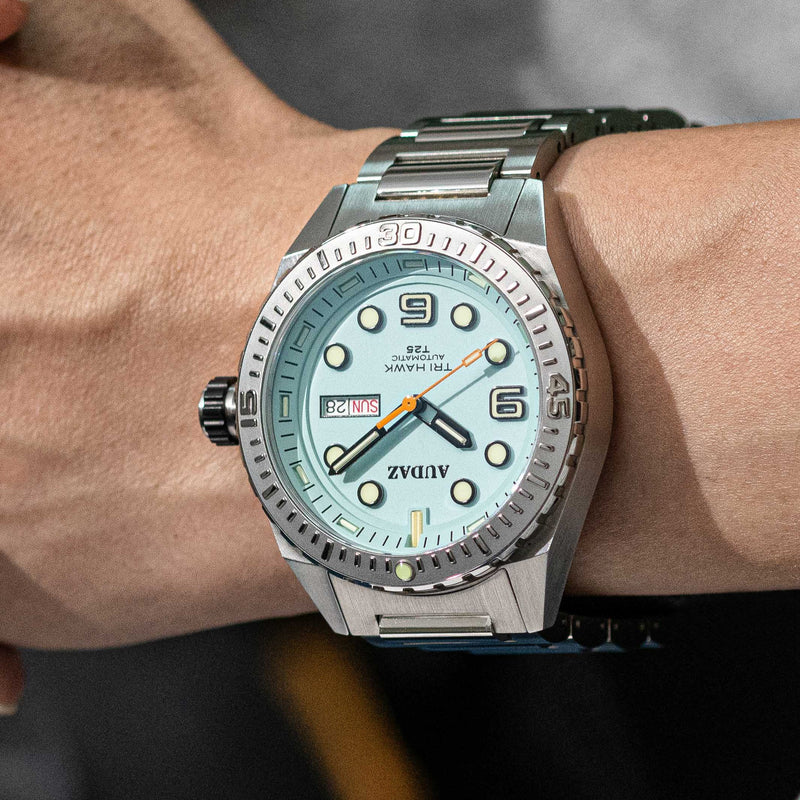 Tri-Hawk Tritium Blue with Luminous Glow Blue Dial