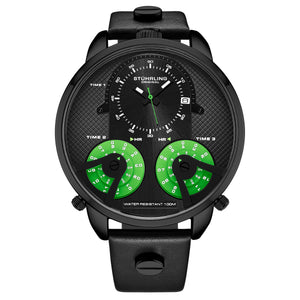 TerraTime Triple-Time Quartz 50mm Black/Green | Black Dial