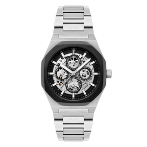 Discovery Drake Triple Calendar Skeleton Automatic Black & Silver / Stainless Steel | Black Dial