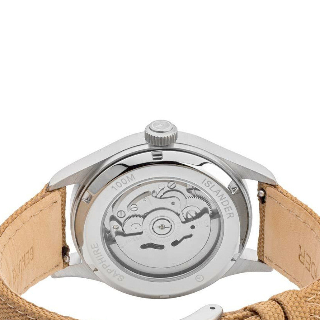 Islander Mitchel "DAY-T" Automatic Field Watch with White Dial and Day-Date Display