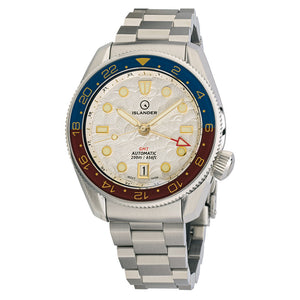 Islander JFK Automatic GMT Watch with White Cloud Dial and Pepsi Bezel