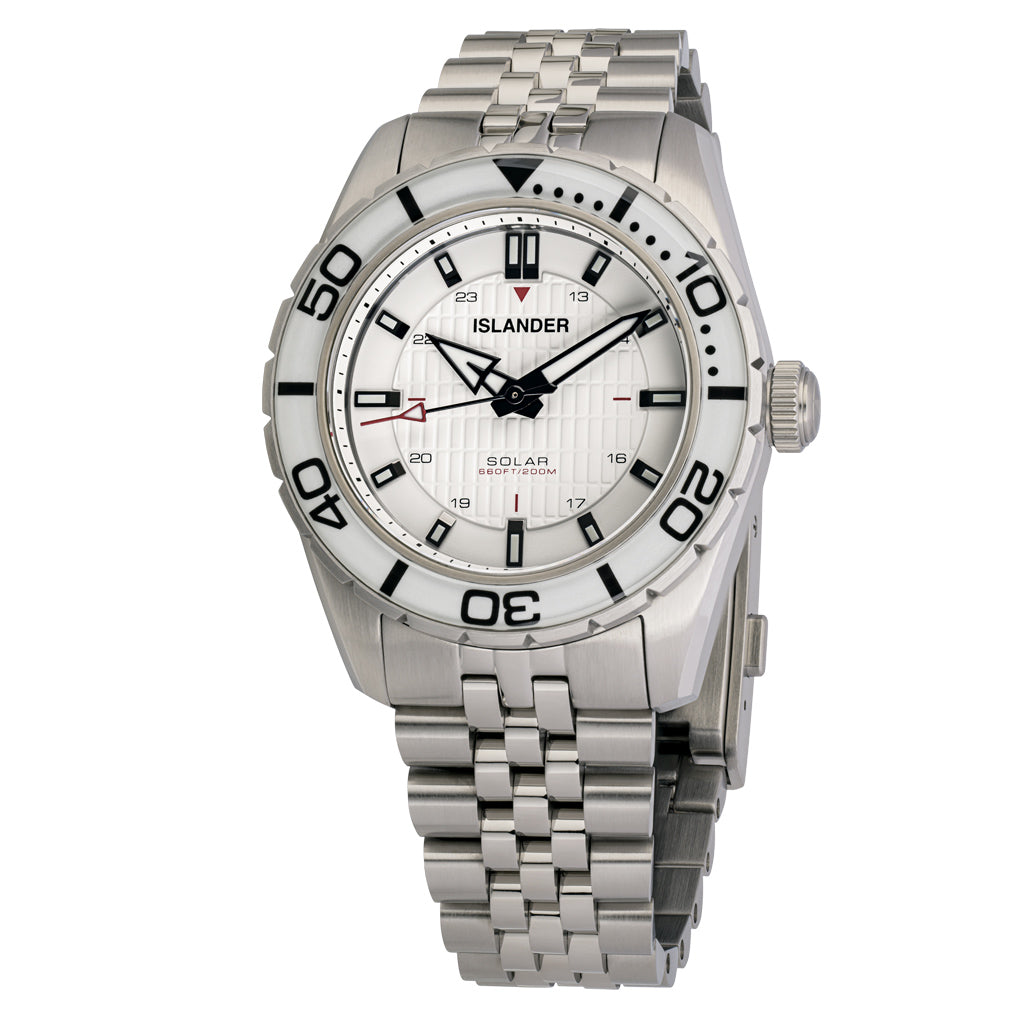 Islander Saltaire 38mm Solar Dive Watch with Pure White Dial