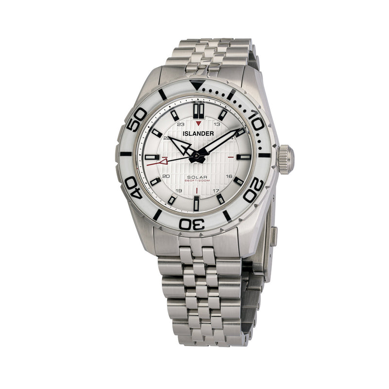 Islander Saltaire 38mm Solar Dive Watch with Pure White Dial
