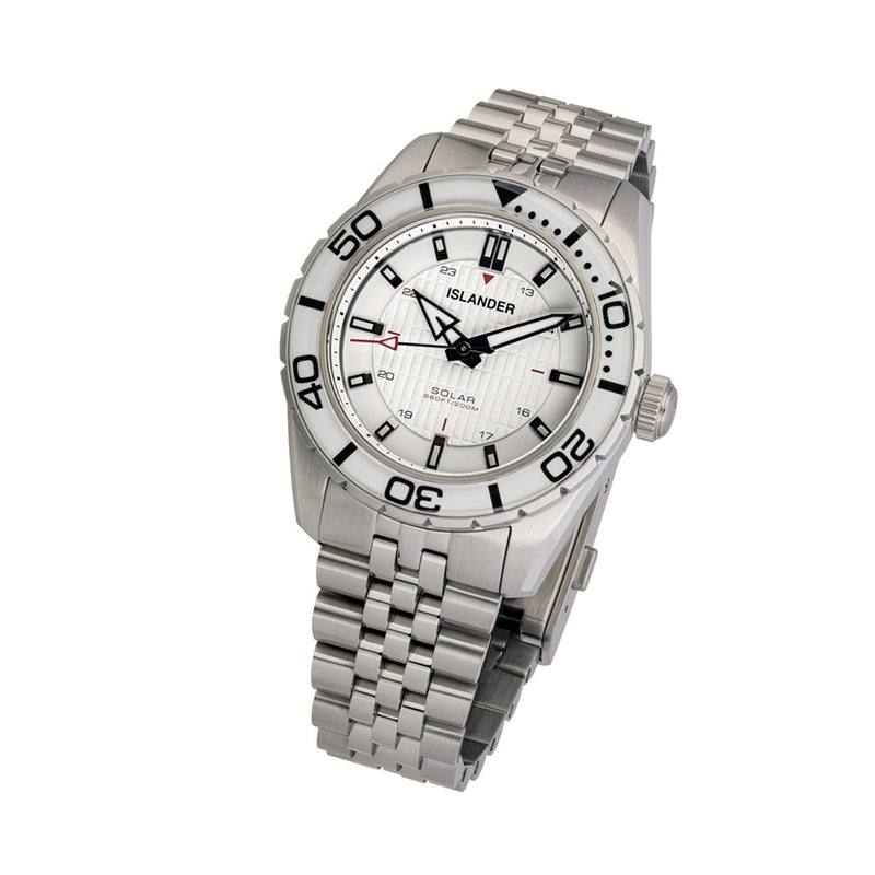 Islander Saltaire 38mm Solar Dive Watch with Pure White Dial
