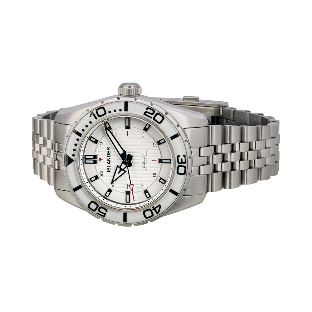 Islander Saltaire 38mm Solar Dive Watch with Pure White Dial