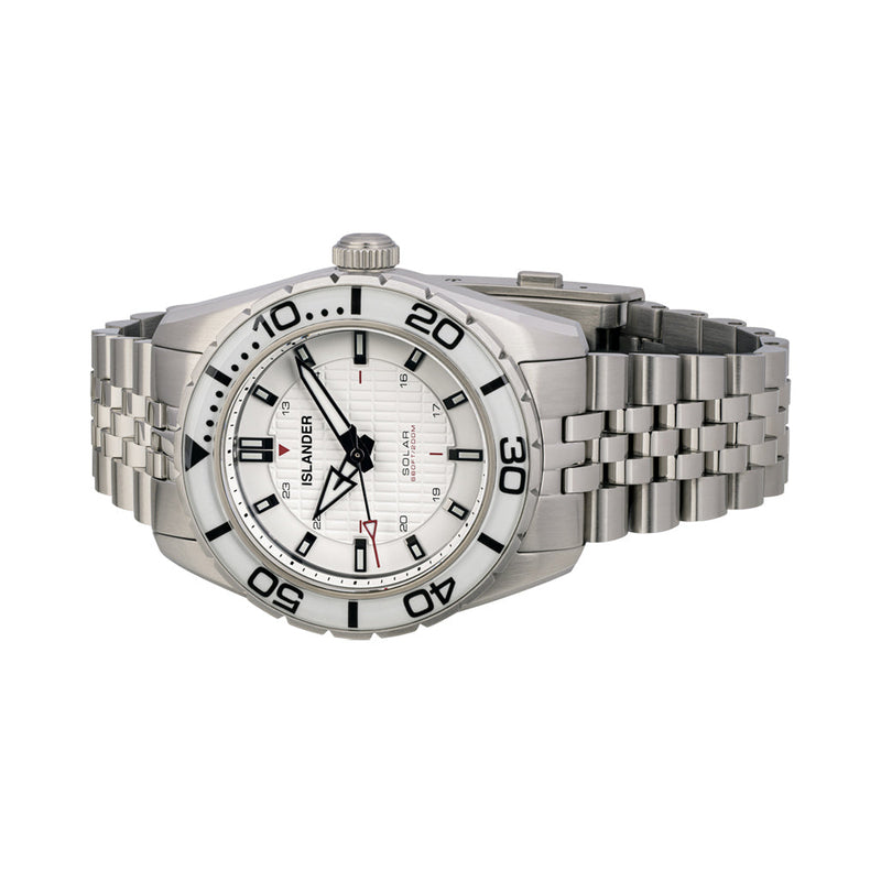 Islander Saltaire 38mm Solar Dive Watch with Pure White Dial