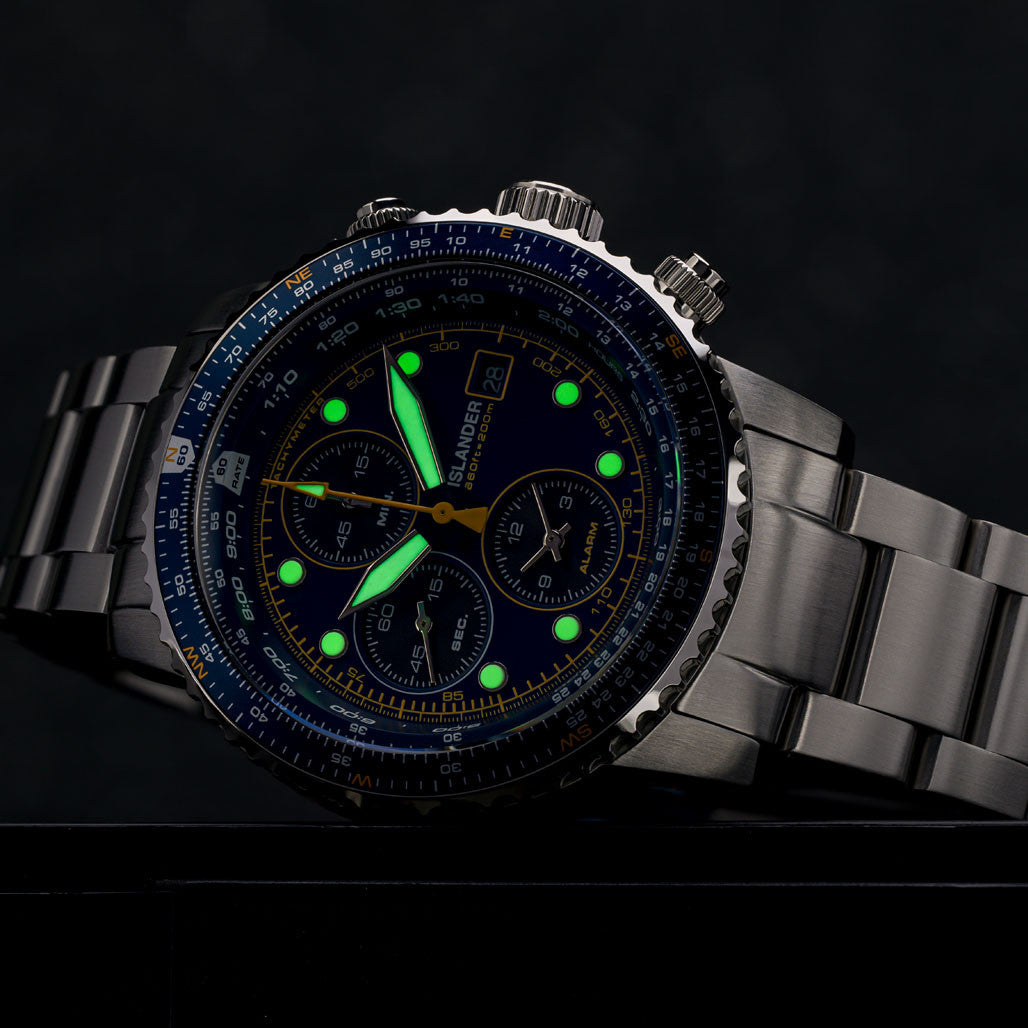 Islander Calverton Flight Chronograph Alarm Watch with Blue Dial