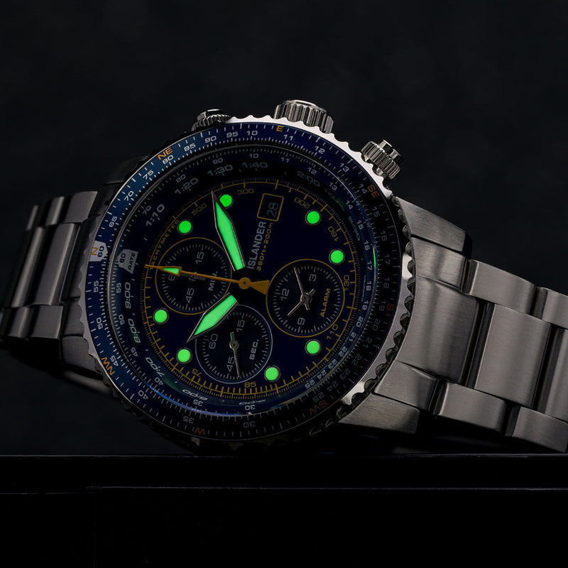 Islander Calverton Flight Chronograph Alarm Watch with Blue Dial