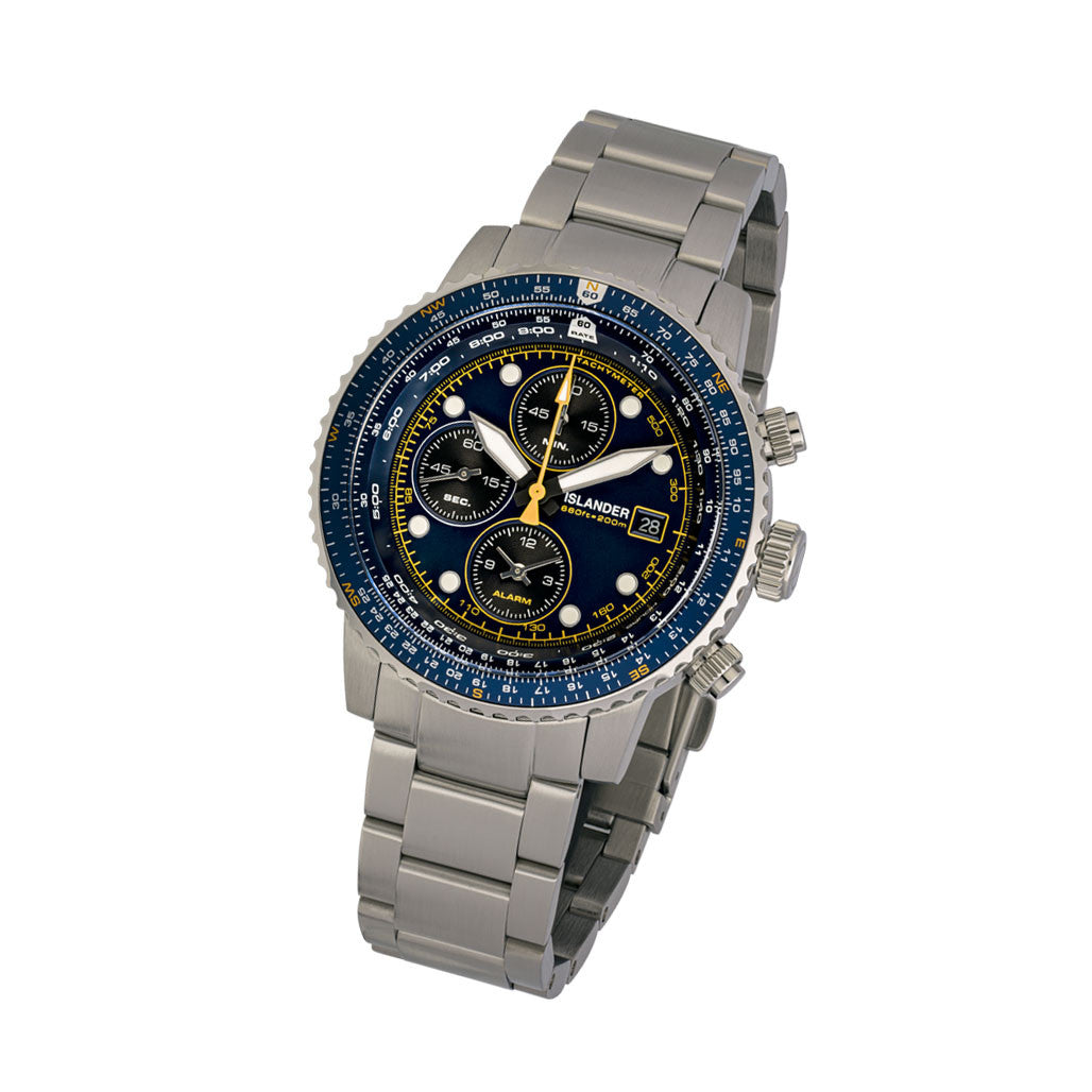 Islander Calverton Flight Chronograph Alarm Watch with Blue Dial