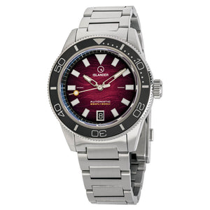 Islander Bayport Automatic Dive Watch with Maroon Wave Dial