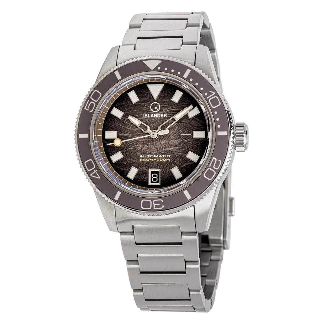 Islander Bayport Automatic Dive Watch with Warm Grey Wave Dial