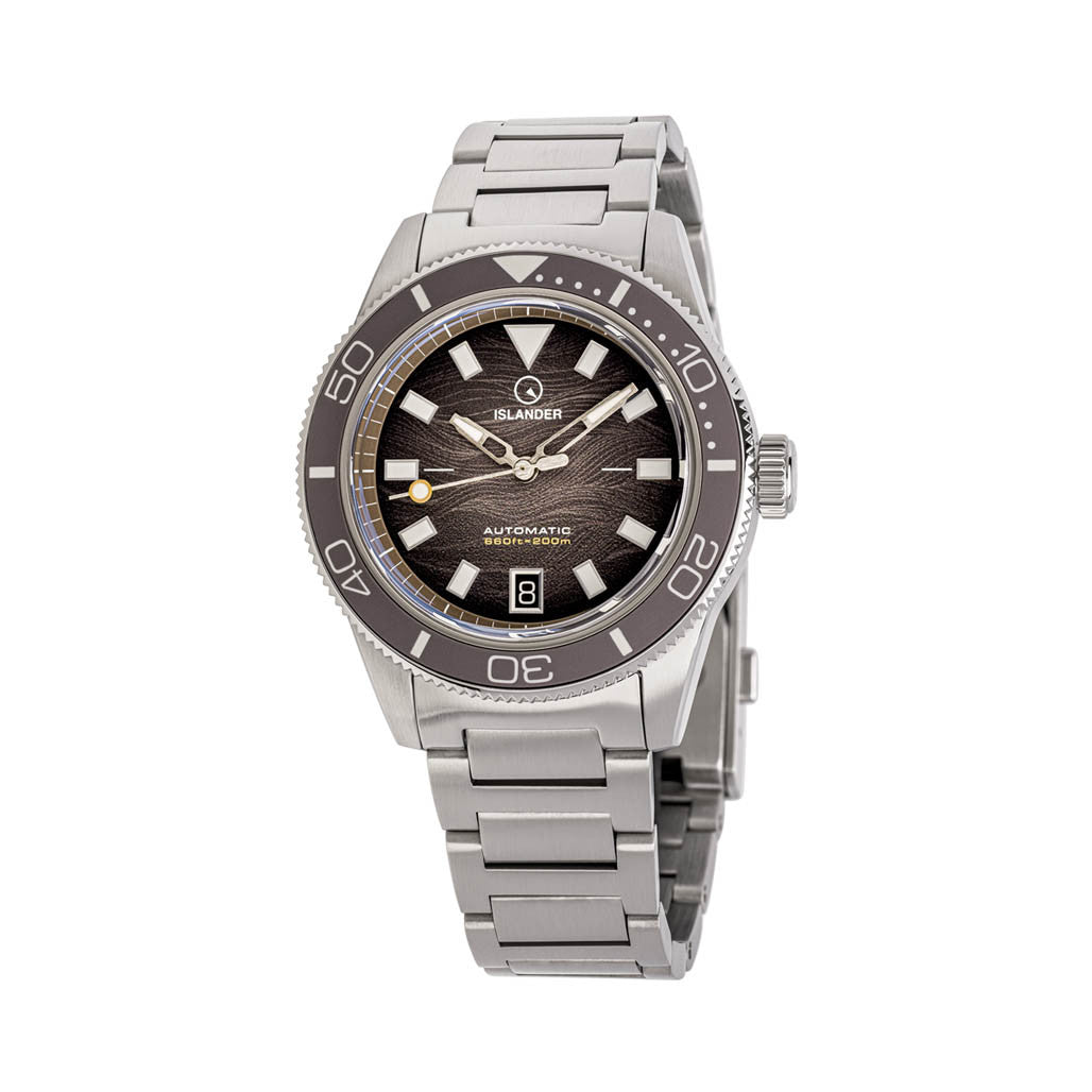 Islander Bayport Automatic Dive Watch with Warm Grey Wave Dial