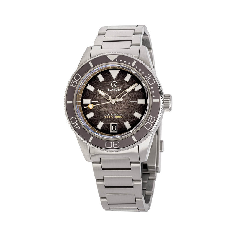 Islander Bayport Automatic Dive Watch with Warm Grey Wave Dial