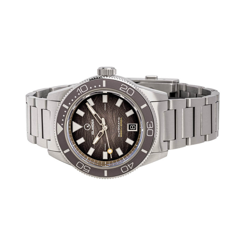 Islander Bayport Automatic Dive Watch with Warm Grey Wave Dial